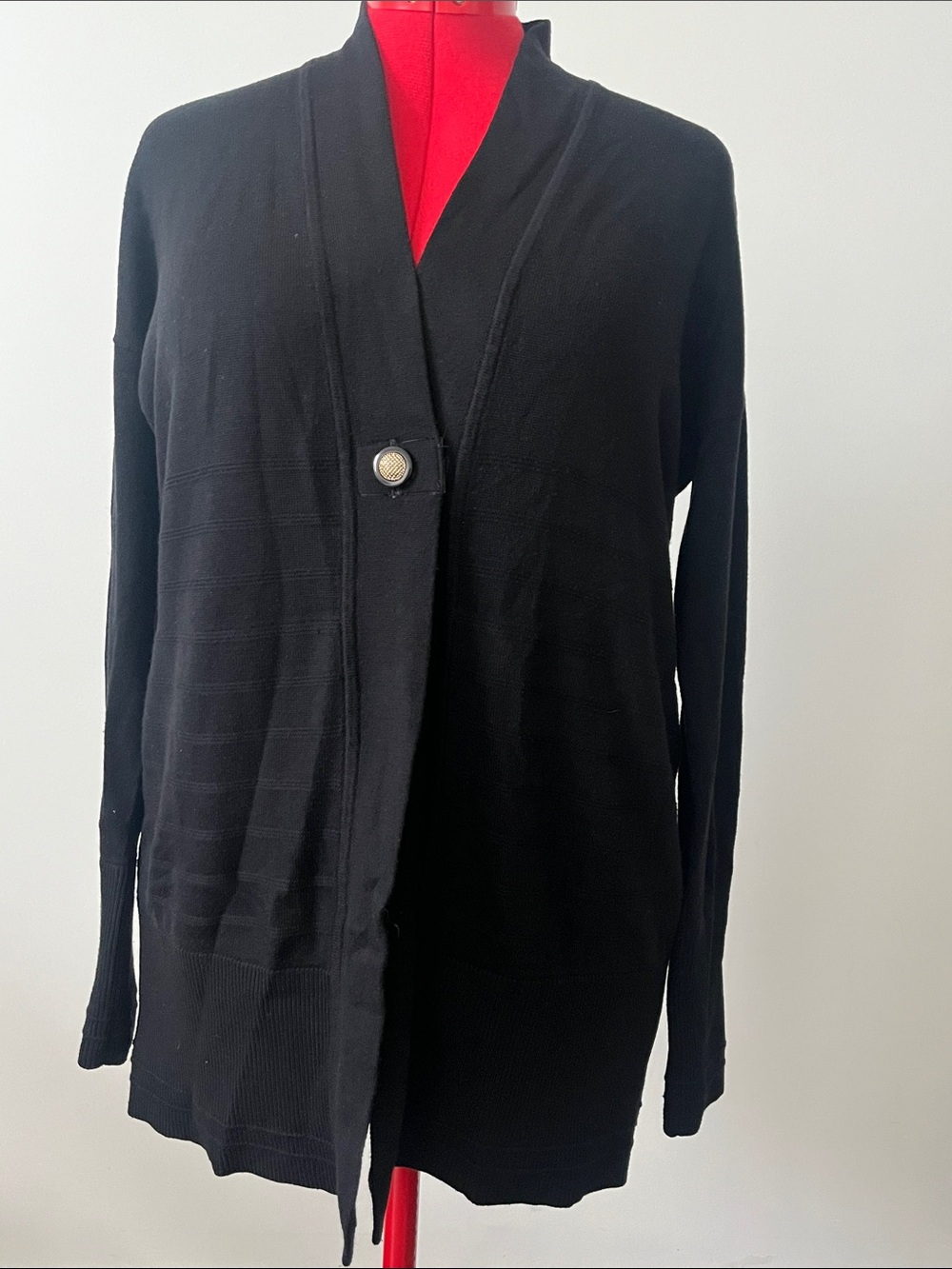 Black Women Long Cardigan lululemon Open mind limited Edt. Velcro Button Closure